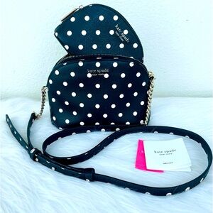 New! SET of Kate Spade Spencer Sunshine Dot Small Dome Crossbody + Cosmetic Dome